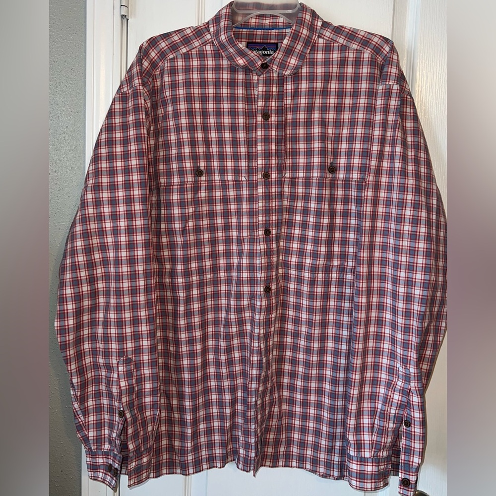 Patagonia Organic Cotton Plaid Long Sleeve Button-Up Shirt Size XL